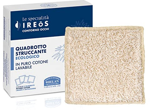 Helan, IREOS, Panno Struccante Viso Morbido e Ecologico in Cotone, 4 Maxi Dischetti Struccanti Riutilizzabili e Lavabili per Pulizia Viso, Struccante Viso e Occhi Ideale per Skincare Doppia Detersione