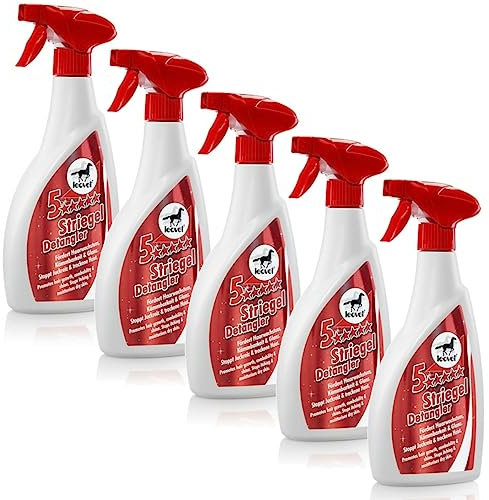 RL24 leovet - 5-Sterne Striegel | Mähnenspray für Pferde | Schweifspray für Glanz & leichte Kämmbarkeit | stoppt Juckreiz & trockene Haut | Schutz vor Schmutz | 5 x 550 ml Sprühflasche (5er Set)