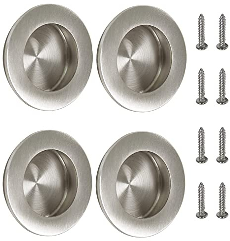 Bebochoi 4 Pièces Poignée Porte Coulissante Poignee PorteCoulissante Encastrée en Acier 304 Inoxydable Poignées Rondes Encastrables pour Porte Coulissante pour Bouton d'Armoire de Tiroir de Placard