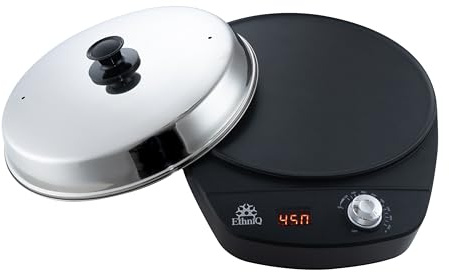 Ethniq 16 Electric Injera Maker - Griddle for Crepe, Ethiopian Mogogo, Anjero, Mitad, Pancake, Teff - Adjustable Heat Control with Digital Screen - Non-Stick Surface - Even Heat Distribution