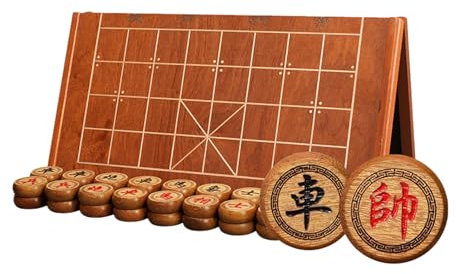 Chinesisches Schachspiel mit faltbarem Schachbrett, Wenge, traditionelles Xiangqi, tragbares Reisebrettspielset, Strategiespiel for 2 Spieler(5.8cm/2.3in)