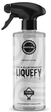 Infinity Wax Liquefy Tar & Glue Remover 500ml – Solvent-Based Heavy-Duty Tar Remover for Cars Fast Acting Adhesive & Road Contaminant Cleaner Safe on Paint & Glass