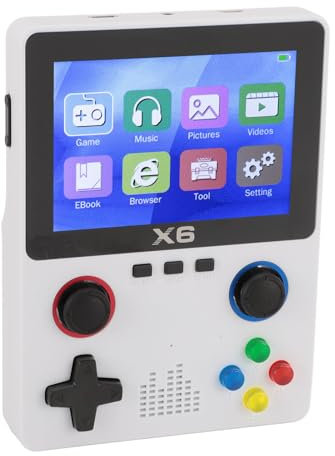 X6 Handheld-Spielekonsole mit 32G-Karte, Retro-Gaming-Konsole, 3,5-Zoll-Small-Videospiel-Emulator – 11 Emulatoren Unterstützt, über 10.000 Spiele Vorinstalliert (White)