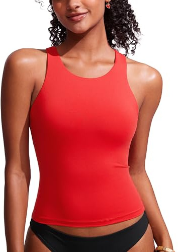 CRZ YOGA Racerback Tankini Top per Donne Collo Alto Modesti Costumi Da Bagno Solo Senza Fondo