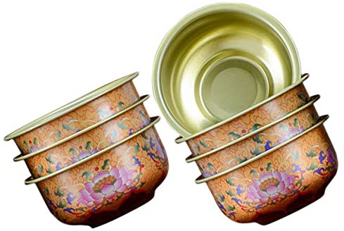 Alipis 7pezzi Ciotole Per Offerte d Acqua in Lega Contenitori Per Acqua Buddista Ciotole Decorative Per Meditazione Per Uso Casalingo o Templare Superficie Lucidata e Sicura Per Bocca