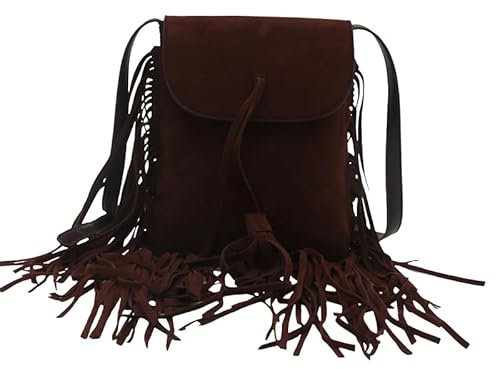 CRGANGZY Quastentasche for Damen Hippie Kostüm Handtasche Boho Kostüm Damen Crossbody Umhängetasche Fransentasche Vintage 70er Jahre Hippie Accessoires Y2K Hobo Tasche