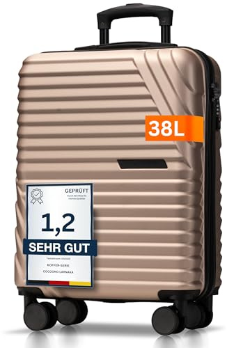 Cocoono Premium Handgepäck Koffer 55x40x20cm - passend für Ryanair, Lufthansa, Eurowings und co. I 38L Handgepäck Koffer mit sanften Rollen und praktischem TSA Schloss, Bordkoffer (Champagner, M)