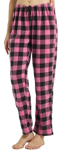 LNFINTDO 1-2 Pack Womens Plaid Pyjama Bottoms Fleece Lounge Pjs Pants | Classic Checked Pattern,Breathable & Comfortable,Elastic Waistband,Ladies Pajama Trousers,for Christmas Holiday Wear