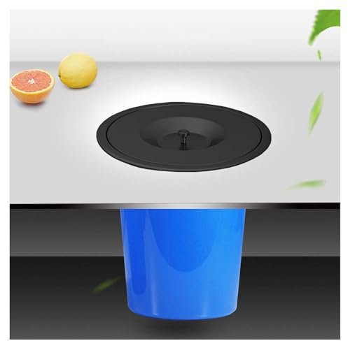 JTWWDM Pattumiera da Incasso con Coperchio, Pattumiera in Acciaio Inox Nascosta, Facile da Pulire, Piccolo Secchio in Plastica da Incasso per Spazzatura Cucina Casa,Nero,5L