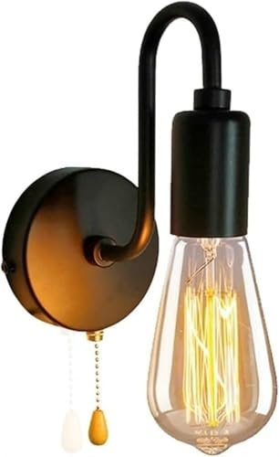 HTERWQEA Vintage Wall Sconce E26/E27 Base Pull Cord Switch Industrial Wall Light for Kitchen Island Study Room Living Room Bedroom Restaurant Wall Lamp
