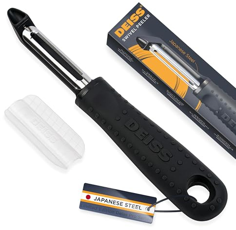 Deiss PRO Swivel Vegetable Peeler - Sharp Japan Stainless Steel Peeler With Easy Non-Slip Hand Grip, Potato Peelers For Kitchen, Fruit, Carrot, Apple, Veggie, Kiwi, Durable, Dishwasher Safe