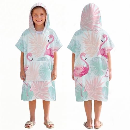 LOMTRATS Peignoir Enfant,en Tissu à Séchage Rapide,Style Cape de Surf,avec Capuche et Poches, Idéal pour la Natation, la Plage, Le Surf, la Plongée et Le Bain à la Maison.
