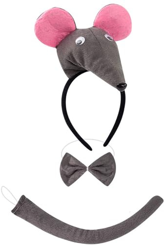 Oxtxuzdm Costume de cochon, chien, vache, mouton, lapin, oreille, queue, nœud papillon, accessoires de fantaisie pour Halloween, cosplay, animal