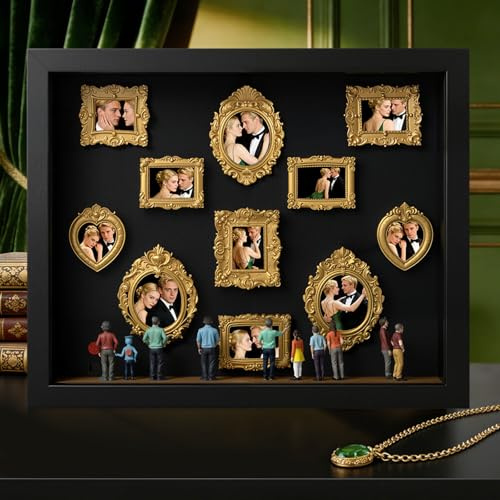 Mini Museo Cornice Foto Personalizzata - Regali Personalizzati per Coppie Uomo Donna, Cornice 3D Profonda con Mini Cornici e Figure, Shadow Box Regalo per San Valentino Anniversario Compleanno