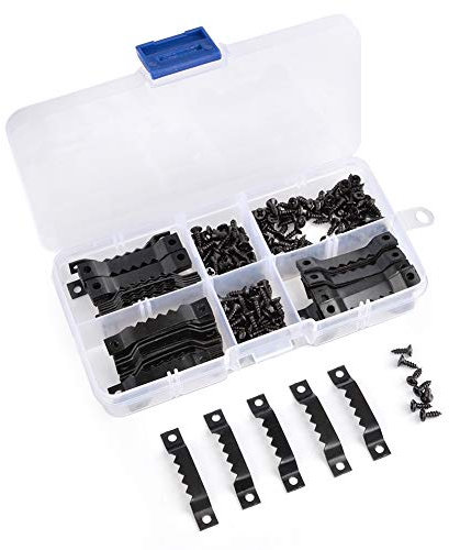 Bildaufhänger TIMESETL 100 Stück Zackenaufhänger mit 200 Schrauben, Sägezahnaufhänger, Bilderrahmen Aufhänger Sägezahn, Zackenaufhänger für Bilder, Holzrahmen, Leinwandbilder, Schwarz