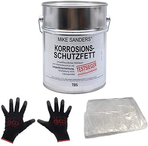 Mike Sanders weiche Mischung Korrosionsschutzfett 4 kg plus Abdeckfolie und Handschuhe