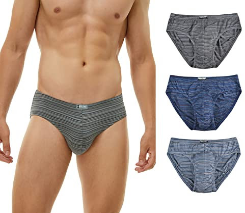 KNITLORD Bambus Herren Slips, weich, leicht, niedrig sitzend, Multipack Unterhosen Männer Slip, 3er-Pack - Mehrfarbig - Large