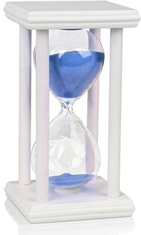 Tenlacum Trä 60 minuter vit ram blå sandglas timglas timmeter sandtimer 60 minuter för barn sand klocka sandglas timers sandglas sandglas sand klocka spel heminredning