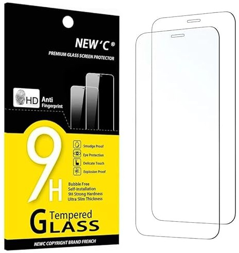 NEW'C 2 Piezas, Protector Pantalla para iPhone 12, iPhone 12 Pro (6,1 Pulgadas), Cristal templado Antiarañazos, Antihuellas, Sin Burbujas, Dureza 9H, 0.33 mm Ultra Transparente, Ultra Resistente