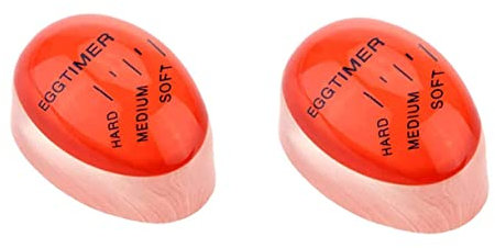EPRHAY Egg Timer 2 PCS, Egg Boiler Timer, Heat Sensitive Timer, Colour Changing Egg Timer, Sits in the pan as your eggs cook, cooking kitchen gadget, White,red