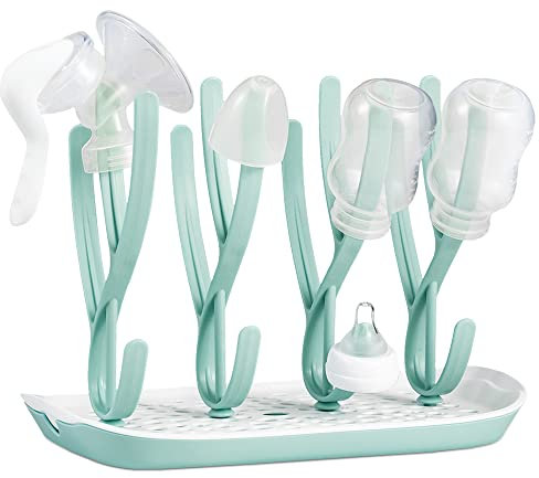 ASAB Space Saving Baby Bottle Drying Rack | Countertop Standing Removable Base Baby Bottles Teats Sippy Cups Feeders Teats Drying Rack | Feeding Accessories Storage Holds Up to 8 Bottles (Blue)