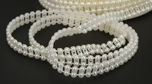 5 Meters Flat Back Faux Pearl Bead Briad Trim String Dress Making, Cake Decoration, Cards (Ivory)
