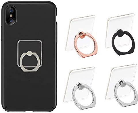 Anillo para teléfono móvil,4 pcs Soporte Transparente para teléfonos móviles,El Soporte del teléfono móvil Giratorio de 360 Grados es Adecuado para Varios teléfonos Inteligentes(Cuadrado)
