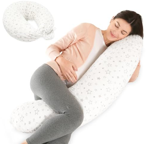 Lannvan Stillkissen XXL - 170 cm Seitenschläferkissen Schwangerschaftskissen mit Waschbarem Samt Bezug - Kissen Schwangerschaft Lagerungskissen Erwachsene - Babynestchen Neugeborene - Weiße