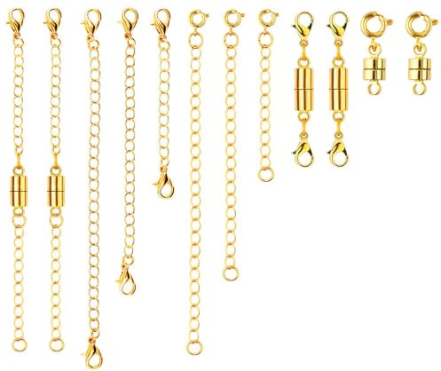 6uds Extensor Pulsera, Cobre de Primera Calidad Extensión de Collar con Cierre Magnético de 6uds Extensor de Cadena Ajustable para Mujeres para Joyería Pulsera Tobillera Suministros(Oro)
