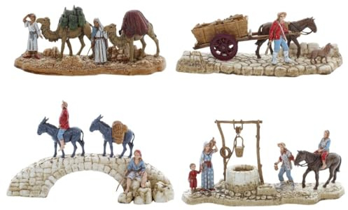 Moranduzzo Set 4 Pastori Adatti a Presepe da 6 cm Scala 1:32 – MINI 6 – Statuine Indistruttibili, Stile '700, Rifinite a Mano, Scultore M. Landi, Made in Italy