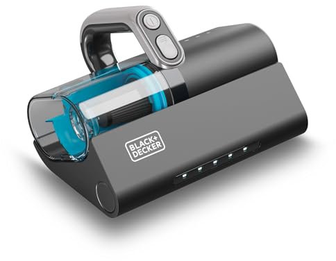 BLACK+DECKER - Aspirapolvere Portatile Dust Mites 400W | Aspirazione 12Kpa | Luce UV Antibatterica | Spazzola Motorizzata | Doppia Filtrazione Ciclone + HEPA | Vibrazione 12.000rpm | Schermo LED