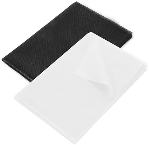 Reh:ncla 2 Stück Bügelvlies Stoff, 100 x 100 cm Bügelvlies Bügeleinlage, Aufbügelbare Vlies, Bügeleinlage Vliesstoff Einlagestoff für Nähhandwerk Basteln Heimwerken Stickereien (Schwarz und Weiß)