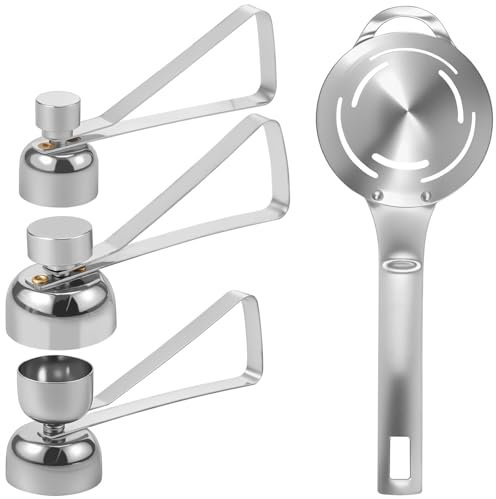 Foppla Separador de huevos de acero inoxidable, abridor de cáscara de huevo portátil, cortador de huevos hervidos con separador de huevos, apto para lavavajillas, para huevos duros crudos, 4 unidades