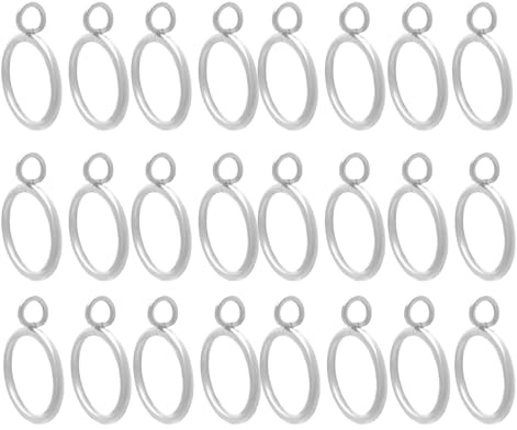 24 anelli per tende in metallo, per finestre, porte, doccia, diametro interno 25 mm (argento)