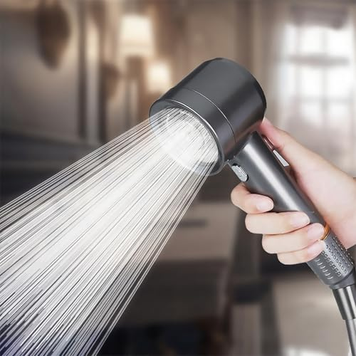 LIUWOPA Filtered Shower Head for Hard Water,High Pressure 4 Modes Shower Heads with Handheld Spray,Water Softener Showerhead Set,Built-in Power Wash for Hard Water,Gray