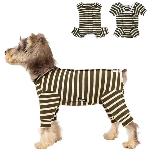 Traje de Recuperación para Perros Post-Operación, Body de Manga Larga para Perros Tras Castración, Pijama para Perro Pequeños y Medianos, Protección de Heridas, Anti-Lamido (Verde-B L)