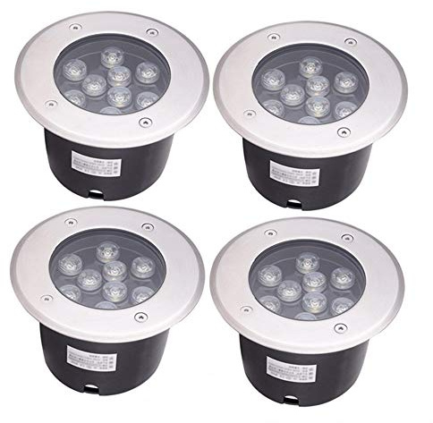 WZYDYDY LED Lámpara Empotrable En El Suelo Luces de jardín enterradas Lámparas de Suelo for terrazas LED Foco empotrable al Aire Libre iluminación decoración AC85-265V Paquete de 4(C,9W)