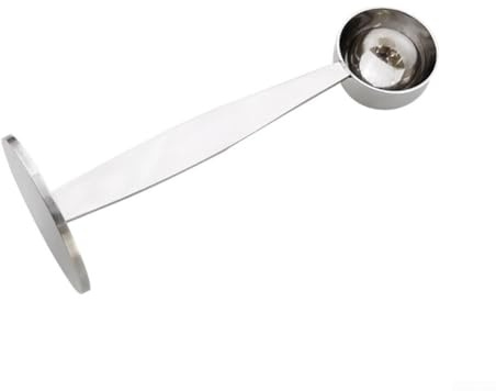 Linnkyfloa Cuchara de café 2 en 1 de acero inoxidable, herramienta de apisonamiento de café de doble función y cuchara medidora para dosificación de espresso, herramienta de prensado barista, diseño