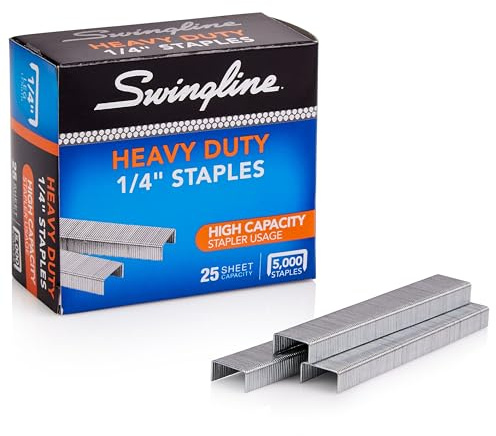 Swingline Staples, Heavy Duty, 1/4 Length, 25 Sheet Capacity, 100/Strip, 5000/Box, 1 Pack (79394)