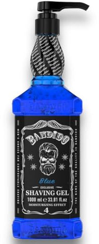 Bandido Shaving Gel Men Red & Blue 1000 ml Gel da barba trasparente da uomo, rasatura precisa dei contorni della barba con ogni rasoio da uomo (blu 1000 ml)
