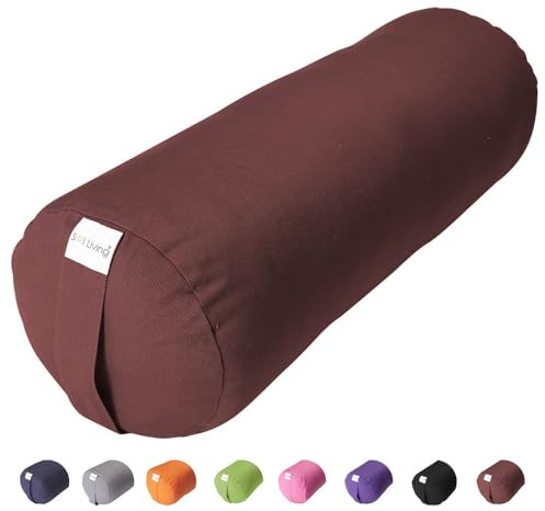 Sol Living Yoga Bolster Pillow for Restorative Yoga and Meditation, 100% Cotton Cylindrical Cushion with Washable Cover, Firm Support for Asana Poses and Balance