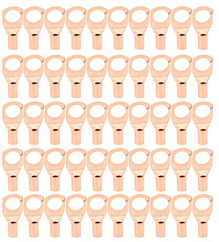 Cosse à anneau en cuivre, 50 pièces sc6-8 Câble de borne à cosse à anneau en cuivre Bornes de connecteurs à sertir pressées à froid