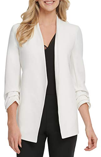 DKNY Women's Foundation Long Sleeve Shawl Collar Jacket Open, Ivy-Ivory, XS