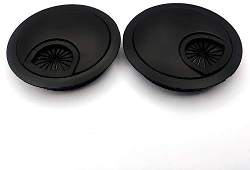 2 x Cable Grommet Desk, Cable Pass Diameter 60 mm, Desk Duct for Desks, Office, Worktops - Black