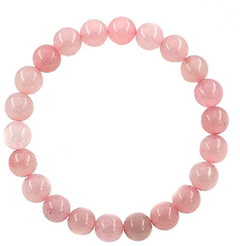 Ouubuuy Bracelet Quartz Rose Bracelet Perles Pierre Naturelle Lithotherapie en 8mm Élastique Bracelet Homme et Femme