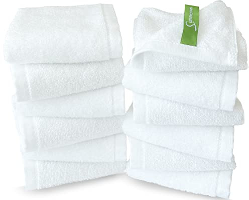 SUMMERMIA 12 Pack Washcloths 13 x 13 - Soft Wash Cloths for Your Face Towel, Viscose derived from Bamboo & Cotton Blend Wash Cloths for Your Body (White)