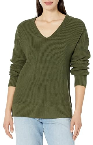 Gap Women's Maternity Cotton V-Neck Sweater, Army Jacket Green, Small