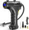 Skeufy Cordless Tyre Inflator Air Compressor, 12V USB Rechargeable Battery Portable Handheld Electric Digital Tyre Pump with LED Light and 3 Nozzle Adaptors for Car Motorcycle Bicycle