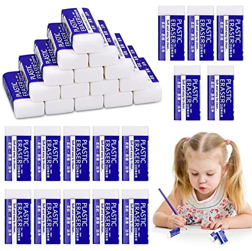 30 Stück 2B Radiergummi, Klassischer Radierer, Weicher 2B-Radierer für Kinder Erwachsene, Mini Weiß Plastik Radiergummi für Schulen, Skizzen, Gemälden, Künsten (30)