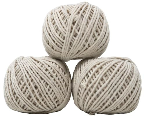 3 x fiXte Cotton Twine Balls 45M per Roll Arts Crafts Garden Applications Kitchen Food and Meat Preparation Gift Parcel String